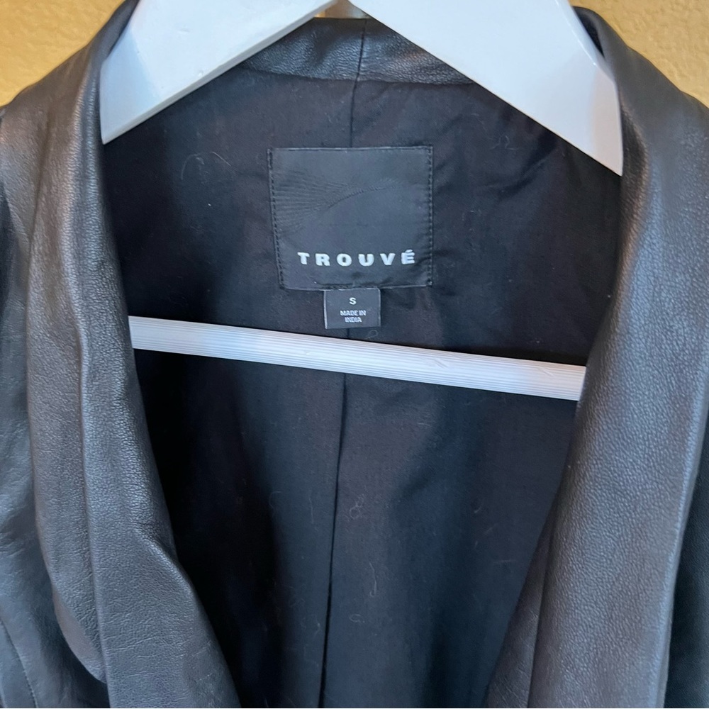TROUVÉ Drape Front Leather Jacket Butter Soft - Picture 5 of 13